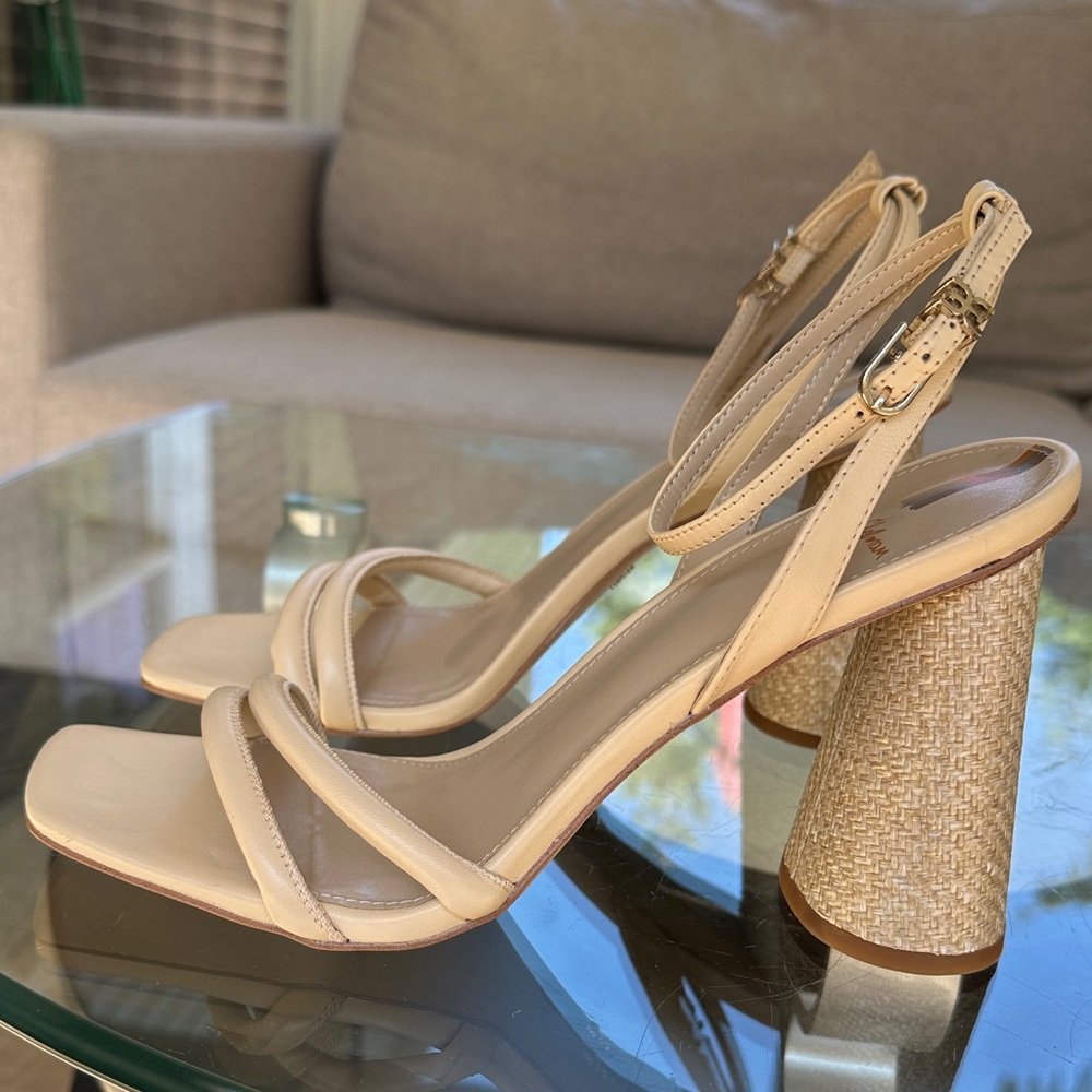 Sam Edelman Cream Strappy Block Heels